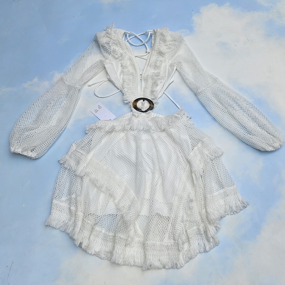 Urban Outfitters Dresses & Skirts - White Crochet Dress Fishnet Festival Dress Boho Hippie Dress